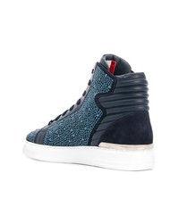 Philipp Plein Crystal Embellished Hi Top Sneakers