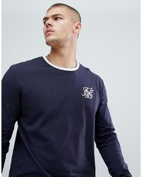 Siksilk Long Sleeve Ringer T Shirt In Navy
