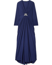 Reem Acra Draped Embellished Jersey Maxi Dress