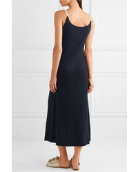 Mother of Pearl Lutie Embellished Ribbed Wool Blend Maxi Dress Navy