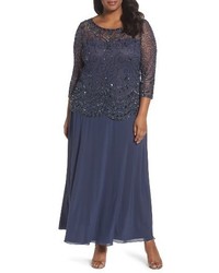 Pisarro Nights Plus Size Embellished Mock Two Piece Gown