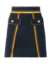 Navy Embellished Mini Skirt