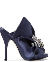 No.21 No 21 Embellished Knotted Satin Mules Navy