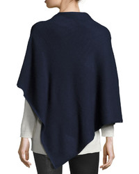 Neiman Marcus Embellished Asymmetric Poncho Top Navy