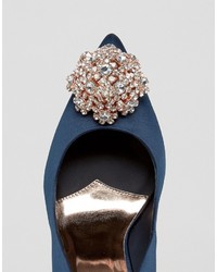 Ted Baker Peetch Tie The Knot Navy Embellished Pumps