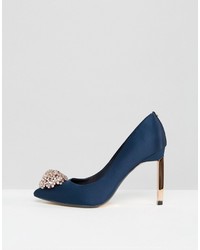 Ted Baker Peetch Tie The Knot Navy Embellished Pumps
