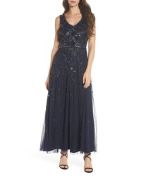 Pisarro Nights 3d Embellished Mesh A Line Gown