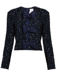 Ashish Sequin Embellished Front Bow Silk Top