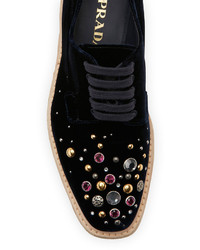 Prada Velvet Embellished Platform Sneaker