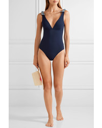 Karla Colletto Iris Bow Embellished Swimsuit Navy