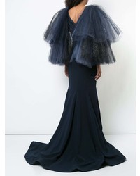 Christian Siriano Embellished Tulle Sleeve Gown