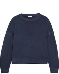 Tomas Maier Convertible Zip Embellished Wool Sweater Navy