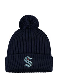 FANATICS Branded Deep Sea Blue Seattle Kraken Primary Logo Cuffed Knit Hat With Pom In Navy At Nordstrom