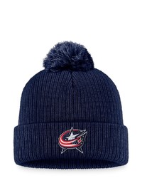 FANATICS Branded Navy Columbus Blue Jackets Core Primary Logo Cuffed Knit Hat With Pom At Nordstrom