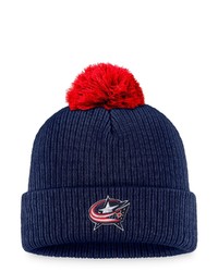 FANATICS Branded Navy Columbus Blue Jackets Team Cuffed Knit Hat With Pom At Nordstrom