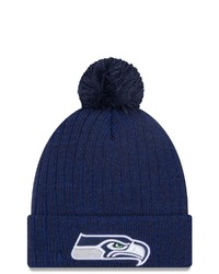 New Era College Navy Seattle Seahawks Breeze Cuffed Knit Hat With Pom At Nordstrom