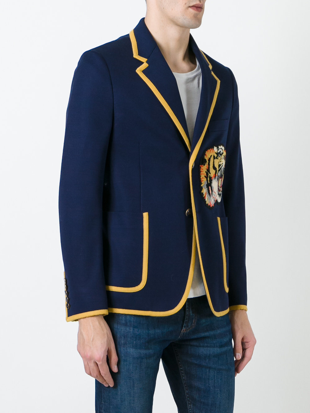 Gucci Bengal Appliqu Blazer Blue, $2,109 Lookastic