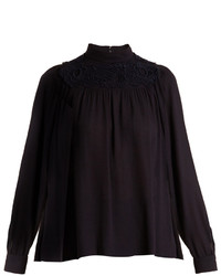 Chloé Chlo Embroidered Crepe Blouse