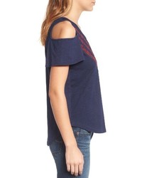 Lucky Brand Embroidered Cold Shoulder Top