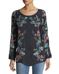 Johnny Was Kikimu Embroidered Georgette Blouse
