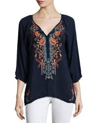 Johnny Was Olivia 34 Sleeve Embroidered Blouse