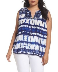 NYDJ Plus Size Embroidered Tie Dye Top