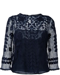 RED Valentino Embroidered Mesh Blouse