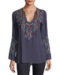 Johnny Was Sheesoh Georgette Blouse W Embroidery Plus Size