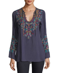 Johnny Was Sheesoh Georgette Blouse W Embroidery Plus Size
