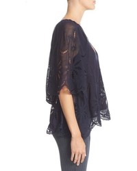 The Great The Caped Flutter Embroidered Cotton Blend Tulle Top