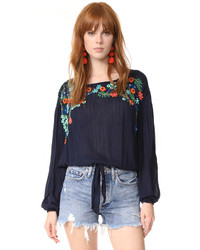Free People Up And Away Embroidered Top