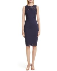Navy Embroidered Bodycon Dress