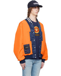 Versace Blue Orange Varsity Bomber Jacket
