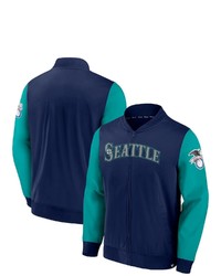 FANATICS Branded Navyaqua Seattle Mariners Iconic Record Holder Woven Full Zip Bomber Jacket At Nordstrom