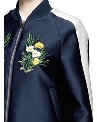 Stella McCartney Lorinda Floral Embroidery Cotton Silk Bomber Jacket