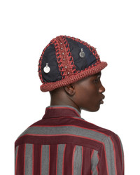 Nicholas Daley Black And Red Handknit Bucket Hat