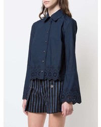 Derek Lam 10 Crosby Long Sleeve Button Down Shirt With Eyelet Embroidery