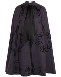 Temperley London Voyage Embroidered Wool Cape Grape