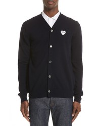 Comme des Garcons Play White Heart Wool Cardigan