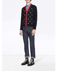 Gucci Wool Cardigan With Bees And Stars