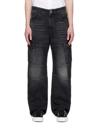 Givenchy Black Embroidered Denim Cargo Pants