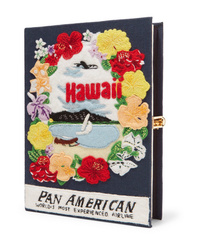 Olympia Le-Tan Hawaii Pan American Appliqud Embroidered Canvas Clutch