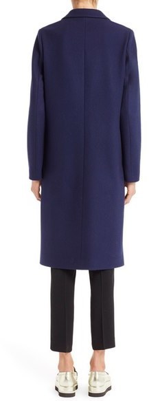 Embroidered wool-blend coat