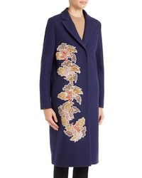 MSGM Floral Embroidered Wool Blend Coat
