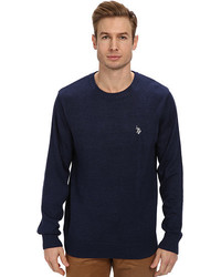 Navy Embroidered Crew-neck Sweater