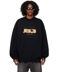 Vetements Black Navy Jesus Loves You Sweater
