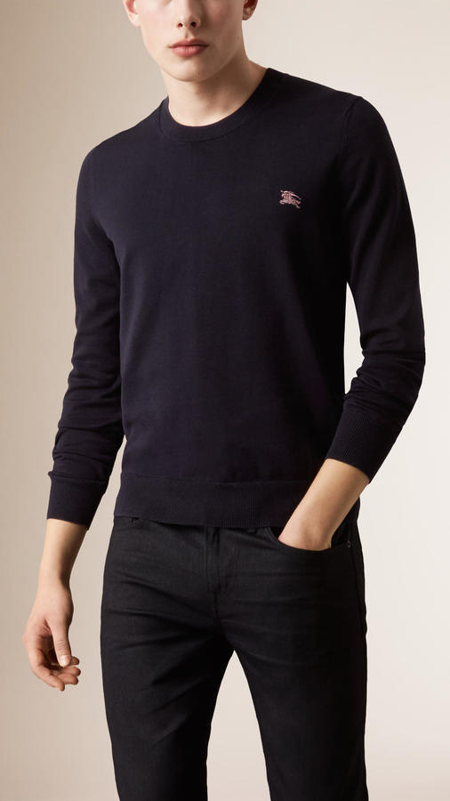 Burberry Brit Crew Neck Cotton Sweater, $295 | Burberry | Lookastic