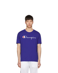 Champion Reverse Weave Blue Embroidered Script Logo T Shirt