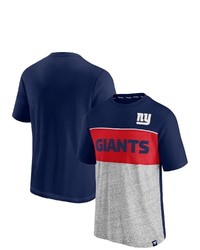 FANATICS Branded Navyheathered Gray New York Giants Throwback Colorblock T Shirt