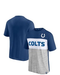 FANATICS Branded Royalheathered Gray Indianapolis Colts Colorblock T Shirt